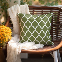 Olive Green und White marokkanische Muster Kissen