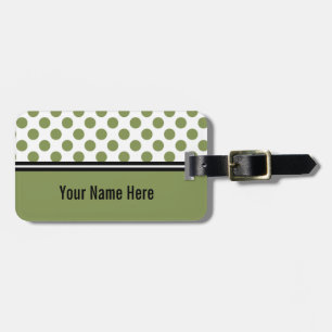 Olive Green und White Polka Dot Gepäckmarke Gepäckanhänger