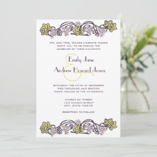 Olive Green Vintage Lavender Vineyard Wedding Einladung