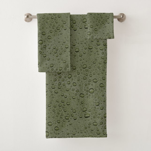 Olive-Green-Water-Tröpfchen Badhandtuch Set (Insitu)
