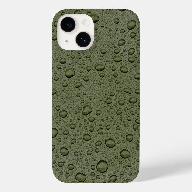 Olive-Green-Water-Tröpfchen Case-Mate iPhone 14 Hülle (Rückseite)