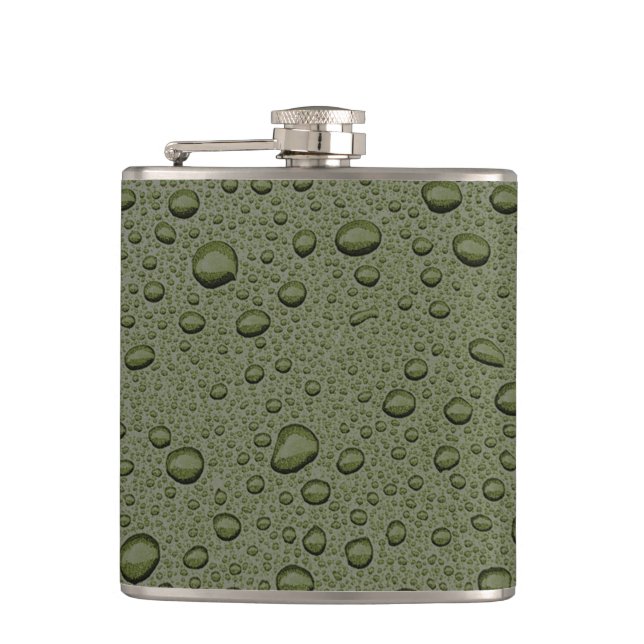 Olive-Green-Water-Tröpfchen Flachmann (Vorderseite)