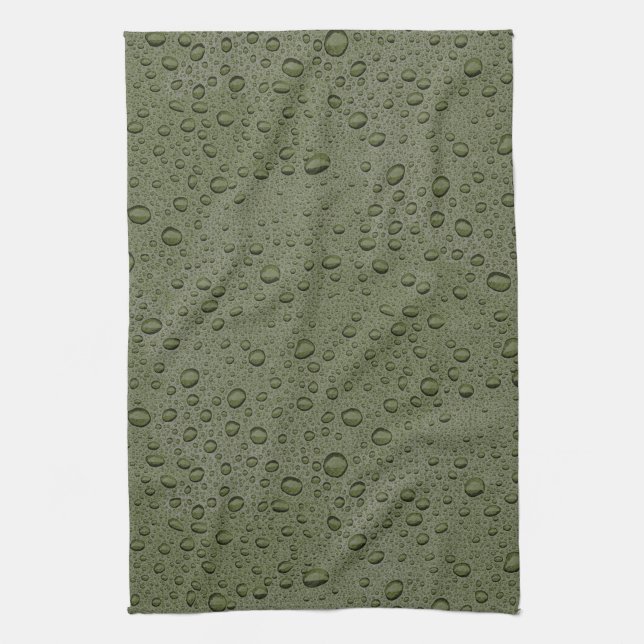 Olive-Green-Water-Tröpfchen Geschirrtuch (Vertikal)
