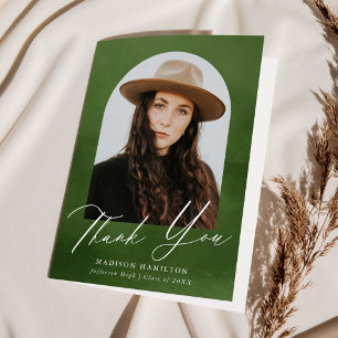 Olive Green Watercolor Arch Foto Abschluss Dankeskarte