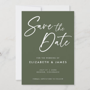 Olive Green Wedding Enregistrer La Date Invitation