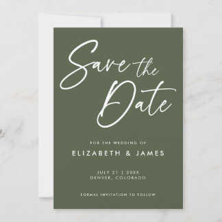Olive Green Wedding Enregistrer La Date Invitation