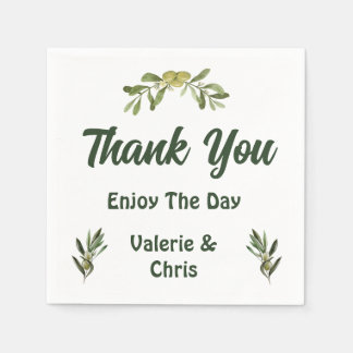 Olive Green Wedding Paper Napkin Serviette