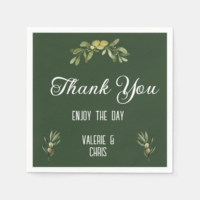 Olive Green Wedding Paper Napkin Serviette (Vorderseite)