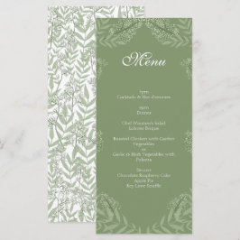 Olive Green Wedding Vintag Botanical Menu Menükarte