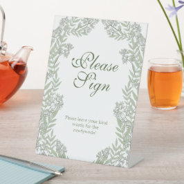 Olive Green Wedding Vintag Gästebuch Sockelschild