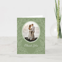 Olive Green Wedding Vintages botanisches Foto Dankeskarte