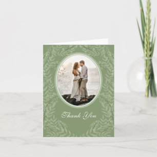Olive Green Wedding Vintages botanisches Foto Dankeskarte