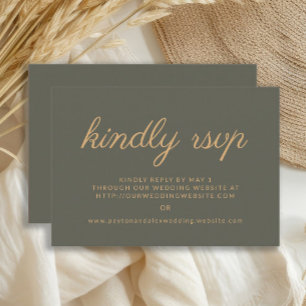Olive Green Wedding Website Kindly UAWG RSVP Karte