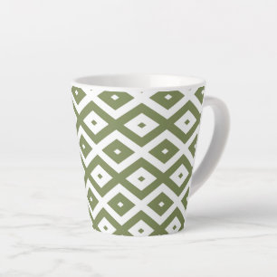 Olive-Green-White-Diamant-Muster Milchtasse