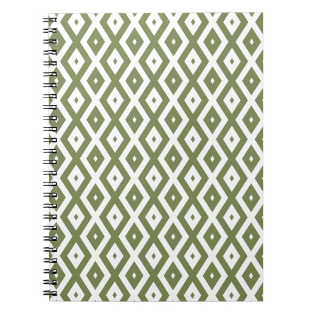 Olive-Green-White-Diamant Notizblock (Vorderseite)