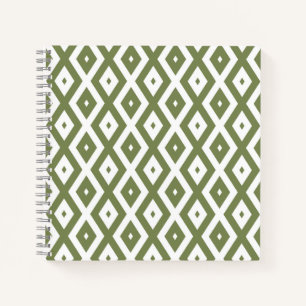 Olive-Green-White-Diamant Notizbuch