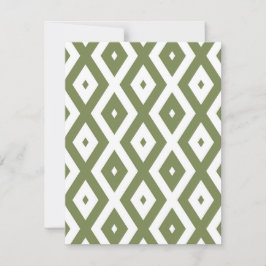 Olive-Green-White-Diamant RSVP Karte