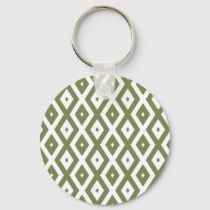 Olive-Green-White-Diamant Schlüsselanhänger