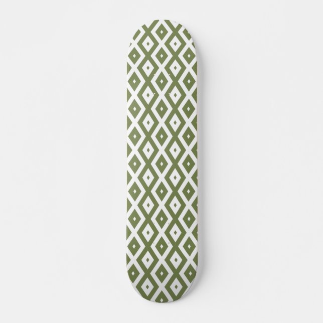 Olive-Green-White-Diamant Skateboard (Vorne)
