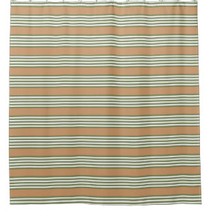 Olive-Green-White-Streifen-Muster mit Bräune Duschvorhang