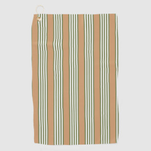 Olive-Green-White-Streifen-Muster mit Bräune Golfhandtuch