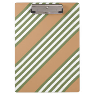 Olive-Green-White-Streifen-Muster mit Bräune Klemmbrett