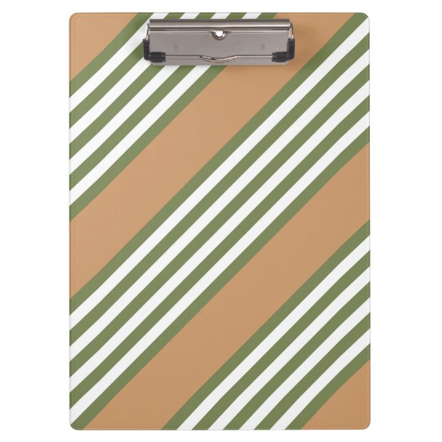 Olive-Green-White-Streifen-Muster mit Bräune Klemmbrett (Vorderseite)
