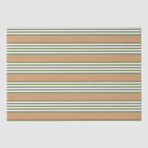 Olive-Green-White-Streifen-Muster mit Bräune Seidenpapier