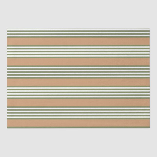 Olive-Green-White-Streifen-Muster mit Bräune Seidenpapier (Vorderseite)