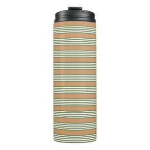 Olive-Green-White-Streifen-Muster mit Bräune Thermosbecher