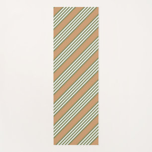 Olive-Green-White-Streifen-Muster mit Bräune Yogamatte