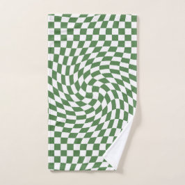 Olive Green & White Warted Checkered Pattern Handtuch