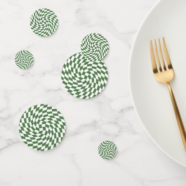 Olive Green & White Warted Checkered Pattern Konfetti (Gruppe)