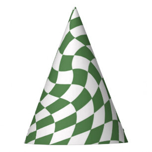 Olive Green & White Warted Checkered Pattern Partyhütchen