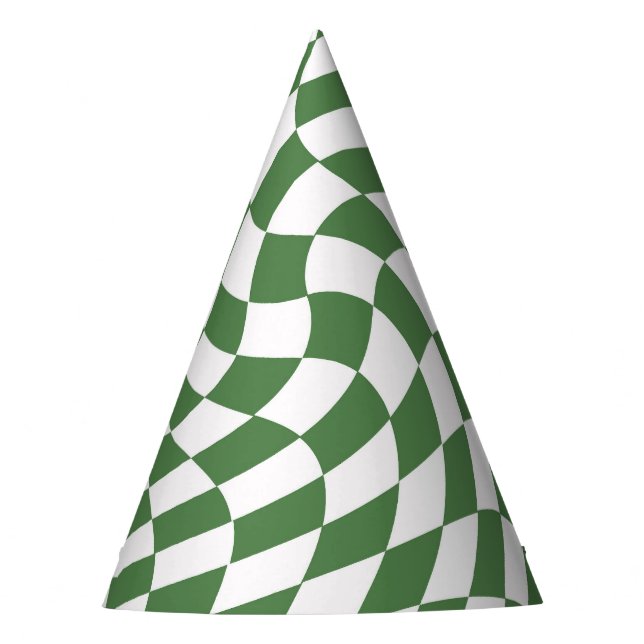 Olive Green & White Warted Checkered Pattern Partyhütchen (Vorderseite)