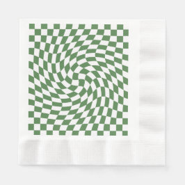 Olive Green & White Warted Checkered Pattern Serviette
