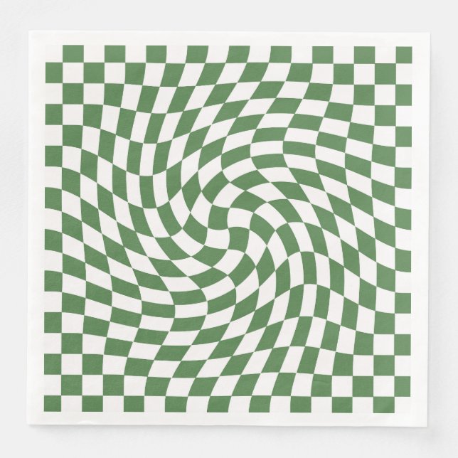 Olive Green & White Warted Checkered Pattern Serviette (Vorderseite)