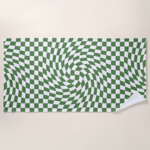 Olive Green & White Warted Checkered Pattern Strandtuch