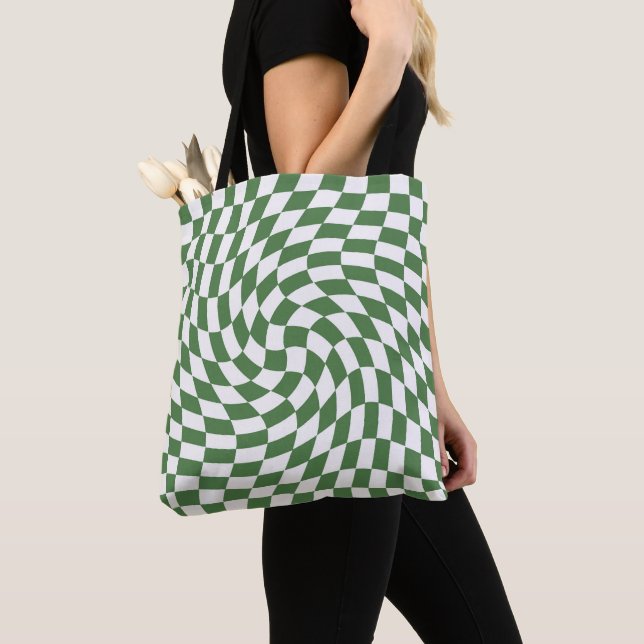 Olive Green & White Warted Checkered Pattern Tasche (Von Nahem)