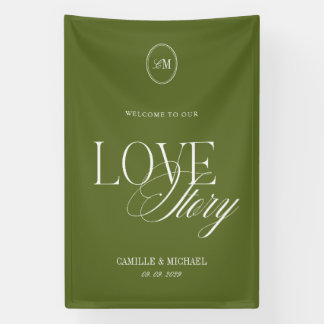 Olive Green Willkommen auf unserer Hochzeit Vinyl Banner