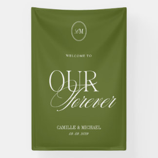 Olive Green Willkommen auf unserer Hochzeit Vinyl Banner