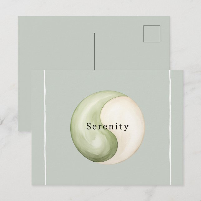 Olive Green Yin Yang Meditation Personalized  Postkarte (Vorne/Hinten)