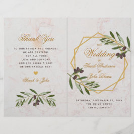 Olive Greenery Botanical Geometric Wedding Program