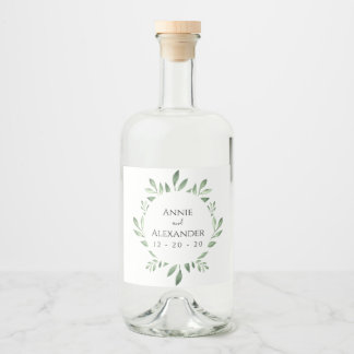Olive Greenery Botanische Wasserfarbe Alkoholflaschenetikett