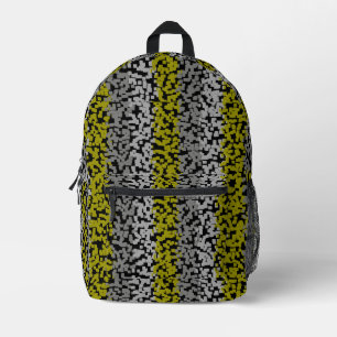 Olive-Grey-schwarz-pixelförmige Streifen Bedruckter Rucksack