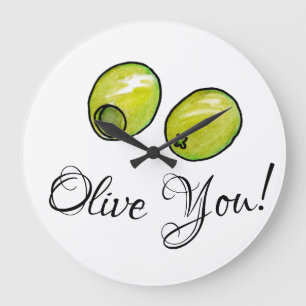 Olive Große Wanduhr