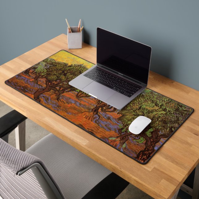 Olive Grove, Orange Sky von Vincent van Gogh Schreibtischunterlage (Büro 2)
