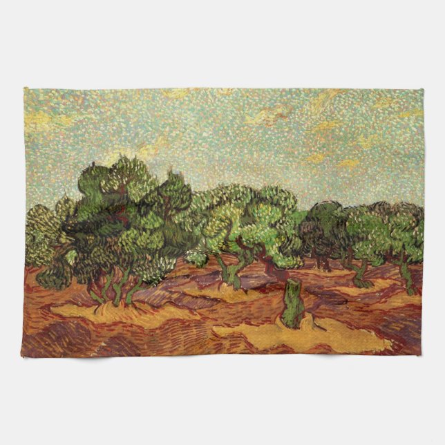 Olive Grove, Pale Blue Sky von Vincent van Gogh Geschirrtuch (Horizontal)