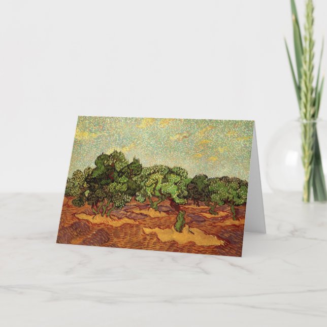 Olive Grove, Pale Blue Sky von Vincent van Gogh Karte (Vorderseite)