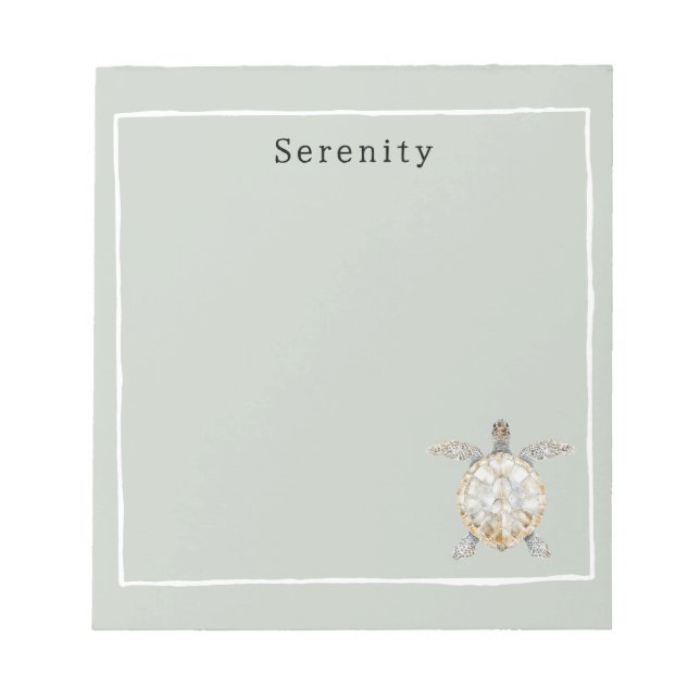 Olive-Grün personalisierte Meeresschildkröte  Notizblock (Vorderseite)